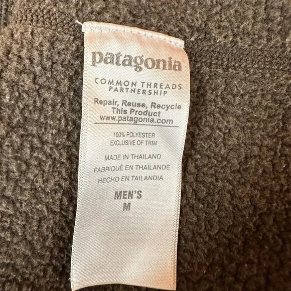 Patagonia Men's Brown Reclaimed Fleece Pullover 1/2 Zip Sweater Size Medium